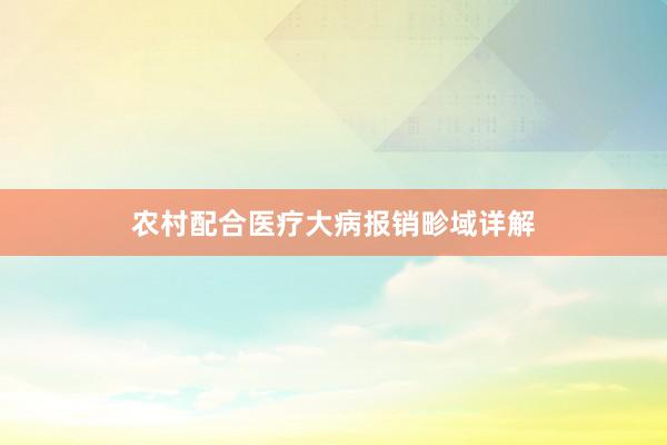 农村配合医疗大病报销畛域详解